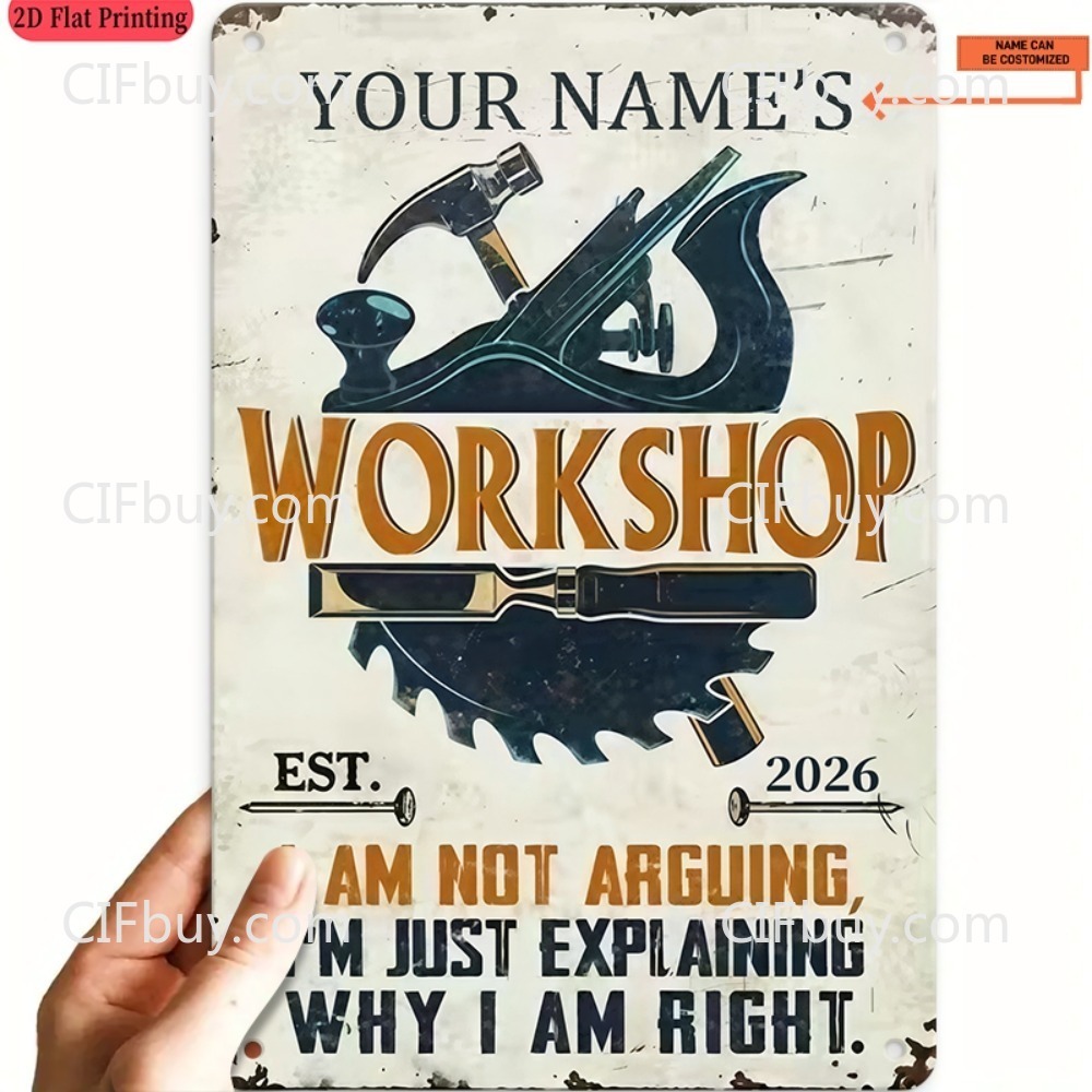 Workshop Tools Name - 2D Flat Custom Name Workshop Carpenter